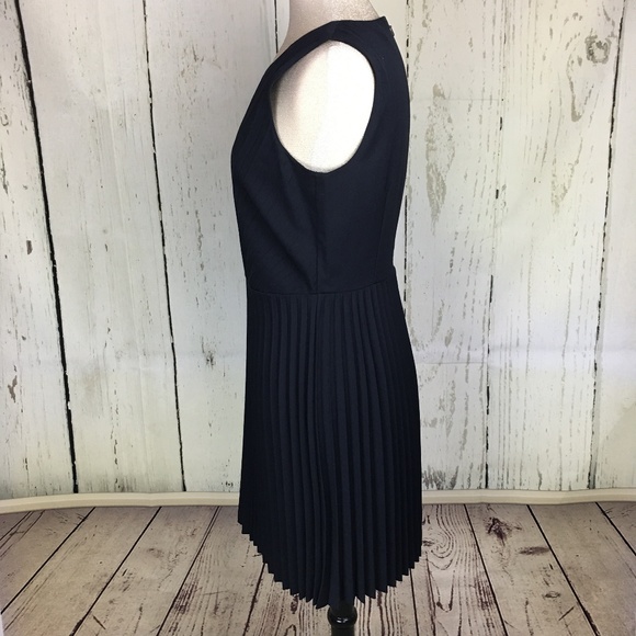 DKNY Accordion-Pleated Wool Blend Sheath Dress - Picture 3 of 7